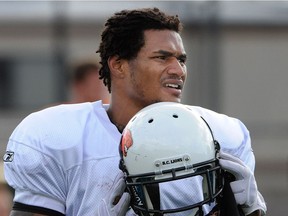 Arland Bruce at a 2012 B.C. Lions practice.