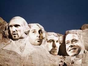 The Mount Rushmore of Vancouver Canucks, left to right: Henrik Sedin, Roberto Luongo, Trevor Linden and Pavel Bure. Maggie Wong/PNG photo illustration