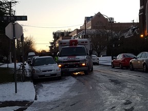 Icy roads in Vancouver led to this ambulance skidding into a parked car earlier this week.
