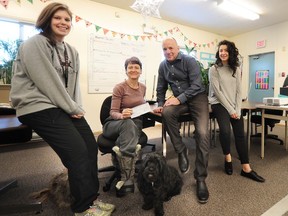 The Keg's Doug Smith, with Marley Mackey, Cheryl Jacobsen and Nassim Elbardough at Sir Charles Tupper Secondary School in Vancouver.