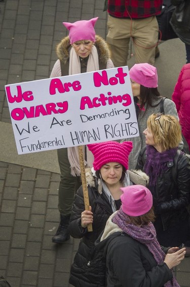 Thousands attend the Women's March in Vancouver, B.C., January 21, 2017.