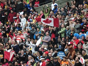 VANCOUVER, BC., March 13, 2016 -- Fans in action during the HSBC Canada Sevens Series tournament at BC Place Stadium in Vancouver, BC., March 13, 2016.  (Nick Procaylo/PNG)   00042108A [PNG Merlin Archive]