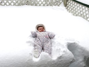 Ok ... we'll admit it, baby snow angels are cool. Four-month old Stella Emma Sharbinin is starting a trend in Chilliwack.