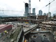 Construction of several high-rise towers continues around the Brentwood Town Centre SkyTrain station, at left, in Burnaby.
