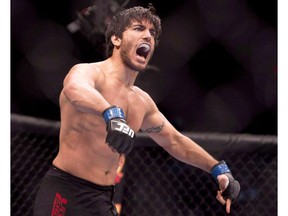 Elias (The Spartan) Theodorou celebrates his win over Sheldon Wescott at the UFC Fight Night in Quebec City, back in 2014. He's back at it in Halifax this Sunday.
