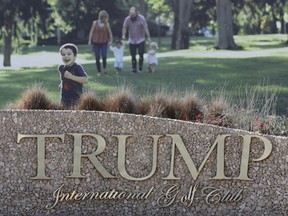 The Trump International Golf Club's main entrance in Dubai, United Arab Emirates.