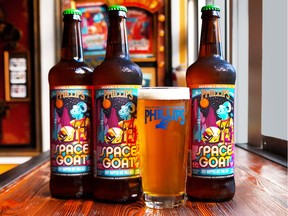 Space Goat features Phillips' typically whimsical artwork on the bottle label.