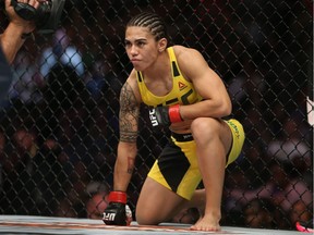 Jessica Andrade prepares for the round to begin before facing Joanne Calderwood during the UFC 203 event at Quicken Loans Arena last September in Cleveland.