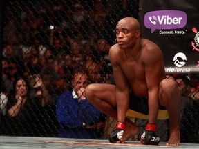 LAS VEGAS, NV - JANUARY 31:  Anderson Silva waits for the start of a middleweight fight against Nick Diaz during UFC 183 at the MGM Grand Garden Arena on January 31, 2015 in Las Vegas, Nevada. Silva won by unanimous decision.  (Photo by Steve Marcus/Getty Images)