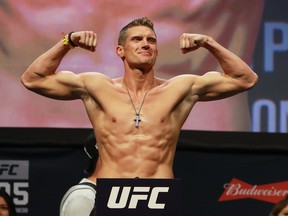 NEW YORK, NY - NOVEMBER 11:  Stephen Thompson reacts during UFC 205 Weigh-ins at Madison Square Garden on November 11, 2016 in New York City.  (Photo by Michael Reaves/Getty Images)