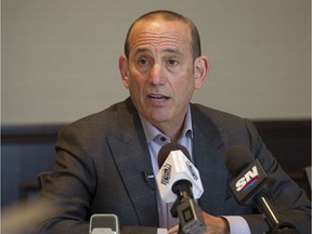 ‘The policy is real new, so we’re having a challenge ensuring that it can be managed and executed effectively,’ MLS commissioner Don Garber says of the league banning signs deemed political from stadiums during games. ‘And that’s is to be expected, because the policy was created midstream.’