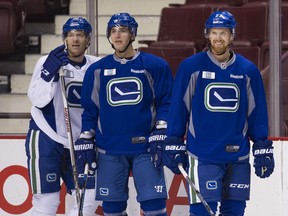 Jannik Hansen and Alex Burrows have packed their bags and left the locker-room, traded to the San Jose Sharks and Ottawa Senators, respectively, much to the dismay of Daniel Sedin.