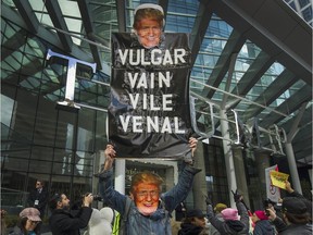 Hundreds protested at the official opening of the Trump Tower in Vancouver earlier this week.