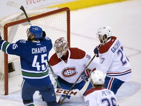 Michael Chaput celebrates his goal against the Canadiens.