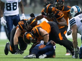 Team 100 is no more. The B.C. Lions lost Adam Bighill (44) to the NFL, breaking up the linebacking partnership he had with Solomon Elimimian (56).