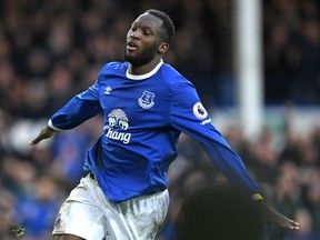 Everton striker Romelu Lukaku, shown celebrating one of his 21 Premier League goals this season against Hull City on March 18, has scored a remarkable 10 goals in the 80th minute or later of matches.