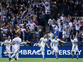 Fredy Montero celebrates his explosive debut on Thursday.