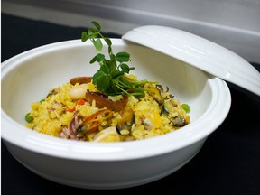With dishes like the seafood paella (above), The Buffet at Unlisted offers plenty of options to fuel a night on the town.