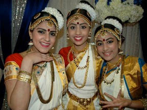 Parvathi Menon, Bertina Bino and Nandita Menon performed at the Two Worlds Cancer Collaboration Rhythms of India dinner and dance held at Vancouver’s Fraserview Hall.