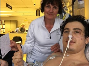 Mark McMorris recovers in a Vancouver hospital as his mother Cindy looks on in a photo from his brother Craig's Instagram feed. It's been three days since the Olympic bronze medallist was seriously injured in a crash while backcountry snowboarding near Whistler.