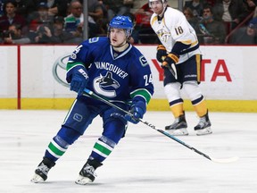 Reid Boucher skating for the Canucks in January 2017.