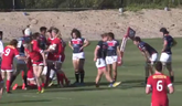 Tyson Beukeboom and her Canada teammates celebrate try Tuesday vs. the USA.