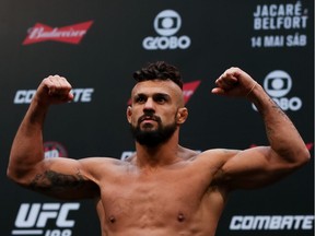 Vitor Belfort of Brazil weighs in during the UFC 198 weigh-in at Arena da Baixada stadium on May 13, 2016 in Curitiba, Brazil.