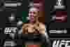 Cris Cyborg Justino of Brazil weighs in during UFC 198 at Arena da Baixada Stadium on May 13, 2016 in Curitiba, Brazil.