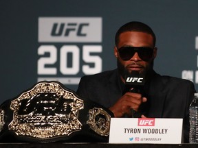 UFC welterweight champion Tyron Woodley credits a great working relationship with the duo of Din Thomas and Duke Roufus for his recent success.
