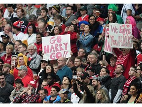 Fans show their support for Harry Jones and his Canadian teammates at the 2016 Canada Sevens.