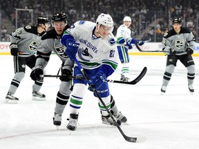 Ed Willes figures Nikolay Goldobin, above, is likely to benefit from increased ice time down the stretch, but Willes notes that many of the team's so-called young prospects are already seeing regular action.