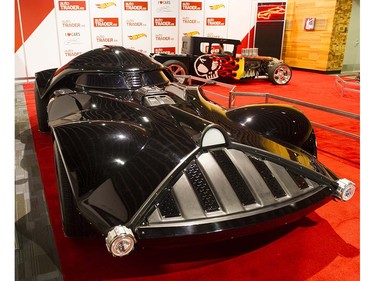 The Hot Wheels Darth Vader helmet car on display at the Vancouver Auto Show held at Vancouver Convention Centre West, Vancouver March 28 2017.