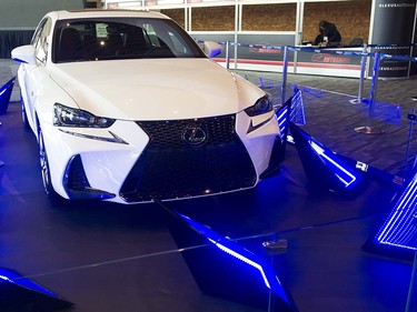 Blue lights highlight the Lexus Infinite display at the Vancouver Auto Show, Vancouver Convention Centre West, Vancouver March 28 2017.