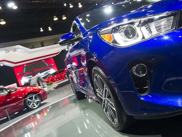 The Kia display of cars at the Vancouver Auto Show held at Vancouver Convention Centre West, Vancouver March 28 2017.