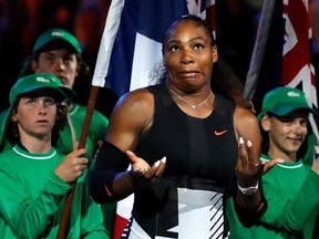 FILE - In this Jan. 28, 2017, file photo, Serena Williams reacts after defeating her sister Venus during their women&#039;s singles final at the Australian Open tennis championships in Melbourne, Australia. Williams said on April 25, 2017, at the TED2017 Conference in Vancouver, British Columbia, that she was taking a personal photo of her progressing pregnancy on Snapchat when she accidentally pressed the wrong button and made the post public last week. (AP Photo/Kin Cheung, File)