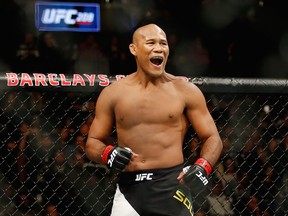 Ronaldo Souza gets ready to take on Tim Boetsch in a middleweight bout during UFC 208 at the Barclays Center in New York City in February.