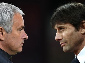 Manchester United manager Jose Mourinho (left) will match wits with his Chelsea counterpart, Antonio Conte, at Old Trafford on Sunday. While the latter will have a full-strength squad from which to pick as it zeroes in on the Premier League title, Mourinho will be eager to get a result against the team he once led to the England club championship.