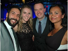 Musician and Children's Wish recipient Jaimey Hamilton was flanked by the London Drugs' team of Alejandro Miramontes, Mark Walman, and Loveena Chera. Hamilton's moving performance had guests on their feet from the get-go at the fourth annual Night of Wonders Gala.