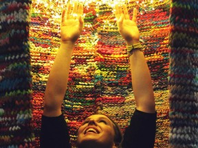 Katherine Soucie in her textile installation.