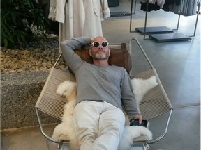 Wayne Moriarty reclines on one of the ridiculously comfortable 'boyfriend chairs' at Aritzia.