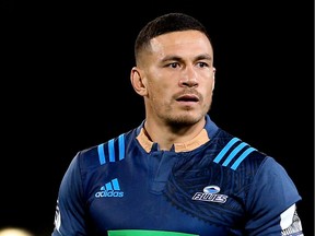 Sonny Bill Williams used medical tape to cover up the BNZ logos on his collar during last weekend's game vs. the Highlanders.