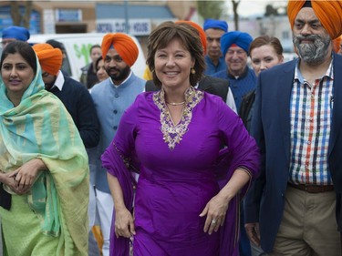 Surrey, BC: April 22, 2017 -- BC Liberal party leader Christie Clark at the annual Surrey Vaisakhi Parade in Surrey, BC Saturday, April 22, 2017.