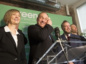 FILE PHOTO Green Party of B.C. leader Andrew Weaver speaks to media in Vancouver on March 22, 2017.