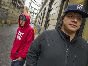 Nineteen-year-old Jonathan Ewenin (red hoodie) and brother Ian Bee in Vancouver.