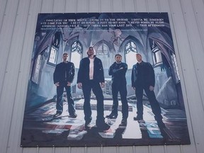 Murals of home town band Nickleback adorn the curling rink in Hanna, Alta., Tuesday, Dec. 13, 2016. Love &#039;em or hate &#039;em, chances are you at least know their name. &ampquot;Every memory of lookin&#039; out the back door/I have the photo album spread out on my bedroom floor/It&#039;s hard to say it/Time to say it/Goodbye, goodbye.&ampquot; Yes. It&#039;s Nickelback, that Nickelback. THE CANADIAN PRESS/Jeff McIntosh