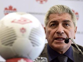 Octavio Zambrano speaks at a press conference after being named by Canada Soccer as the new head coach of the men&#039;s national team in Toronto on Friday, March 17, 2017. Orlando forward Cyle Larin leads a 27-man squad in head coach Zambrano&#039;s first Canadian roster selection.THE CANADIAN PRESS/Frank Gunn