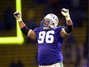 Seattle Seahawks defensive tackle Cortez Kennedy celebrates Seattle's 27-24 victory over the Oakland Raiders in a 2000 game in Seattle. The Orlando Police Department confirmed that Kennedy was found dead Tuesday, May 23, 2017.