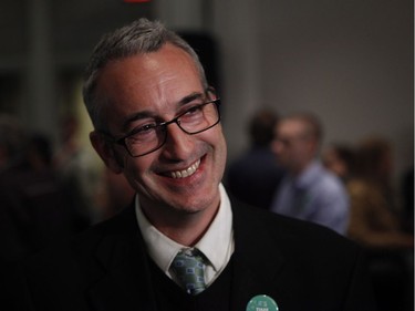 B.C. Green party candidate Mark Neufeld poses for a photo during election night at the Delta Ocean Pointe on election night in Victoria, B.C., on Tuesday, May 9, 2017.