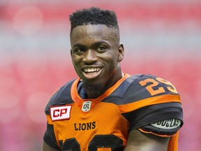 Steven Clarke during the warm up prior to playing the Calgary Stampeders in a regular season CFL football game at BC Place, Vancouver, August 19 2016.