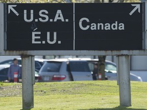 Vehicles head to the U.S. at the Peace Arch border crossing.